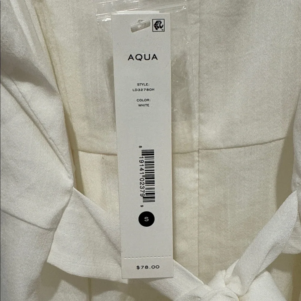 Aqua White Ruffled Button-Front Mini Dress - Picture 3 of 3